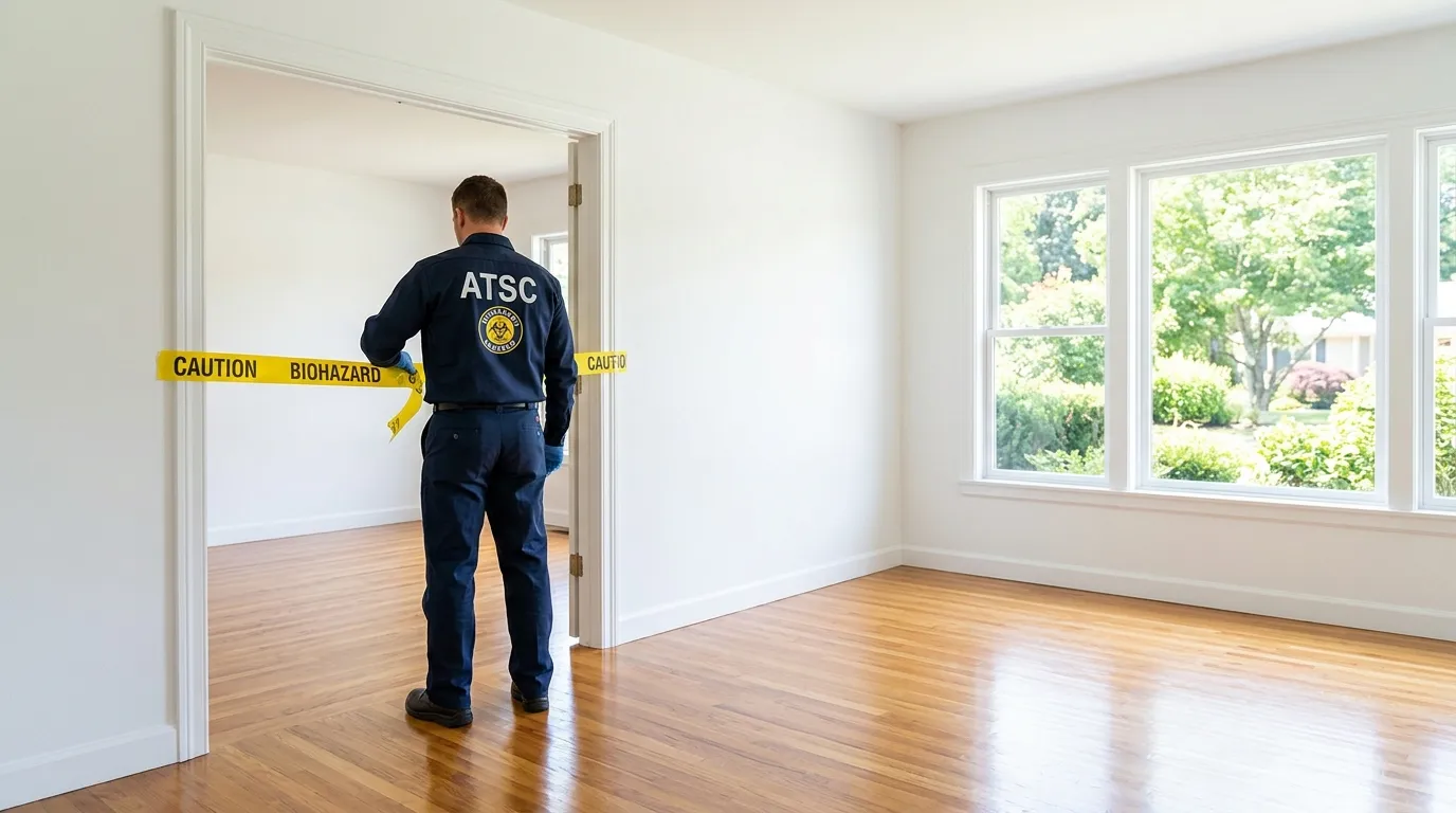 Certified biohazard cleanup crew performing Decomposition Cleanup in Alamo
